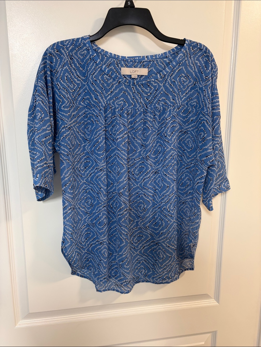 LOFT Blue Geometric-Print Relaxed Blouse